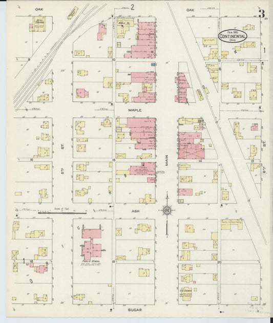 Sanborn Fire Insurance Map from Continental, Putnam County, Ohio (1915), Sheet #0003 - Historic Sanborn Fire Insurance Map Print, vintage old map wall art, antique decor, genealogy gift, Ohio Ohio map