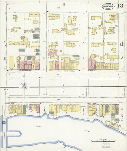 Sanborn Fire Insurance Map from Snohomish, Snohomish County, Washington (1908), Sheet #0013 - Complete Map Set gallery image, historic Sanborn map, vintage wall art, Washington Washington