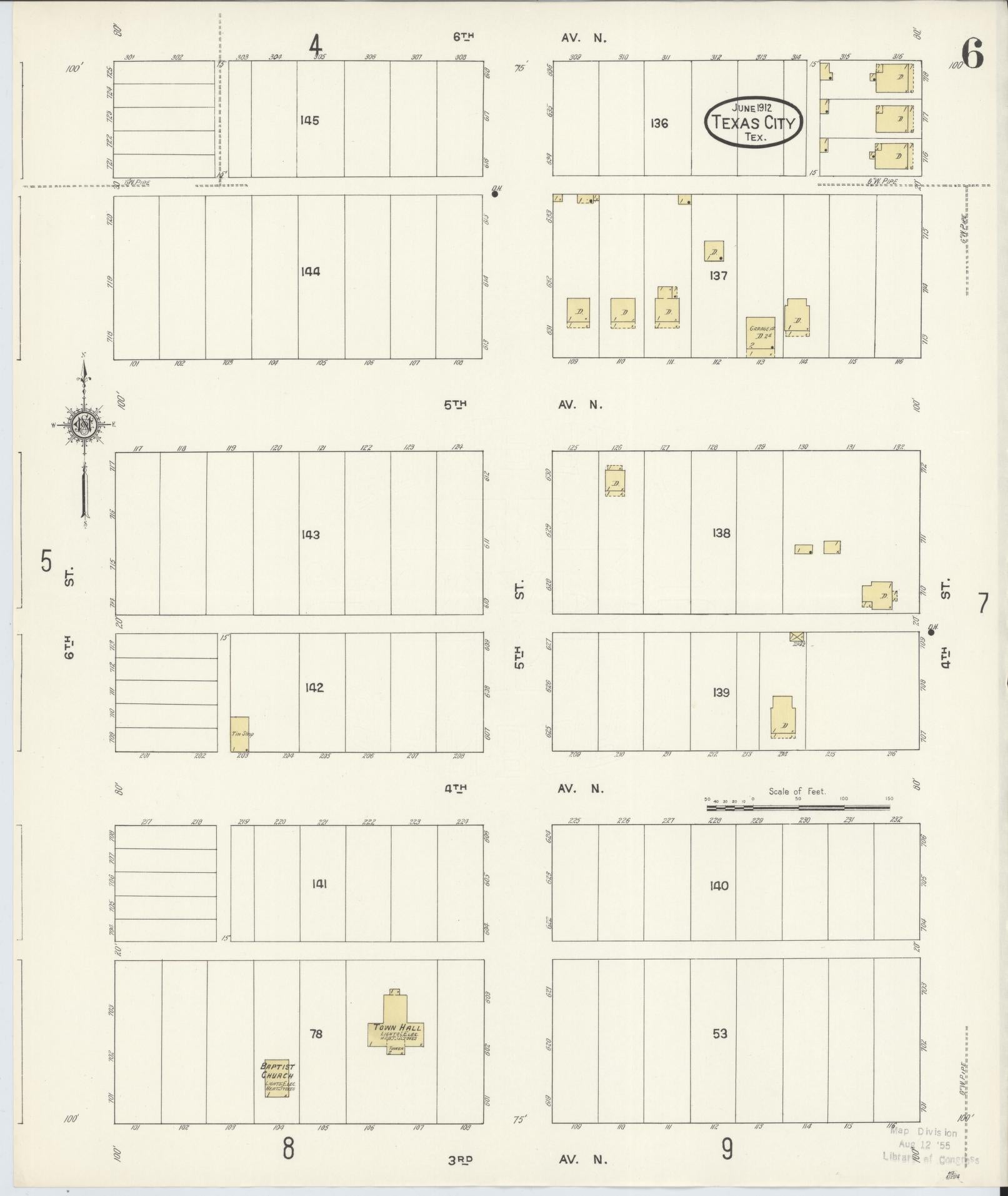 Sanborn Fire Insurance Map from Texas City, Galveston County, Texas (1912), Sheet #0006 - Complete Map Set gallery image, historic Sanborn map, vintage wall art, Texas Texas