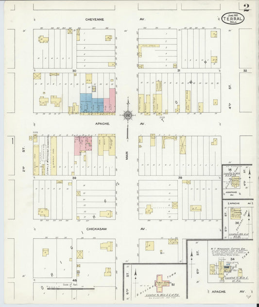 Sanborn Fire Insurance Map from Terral, Jefferson County, Oklahoma (1910), Sheet #0002 - Historic Sanborn Fire Insurance Map Print, vintage old map wall art, antique decor, genealogy gift, Oklahoma Oklahoma map