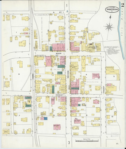Sanborn Fire Insurance Map from Vanceburg, Lewis County, Kentucky (1909), Sheet #0002 - Complete Map Set gallery image, historic Sanborn map, vintage wall art, Kentucky Kentucky