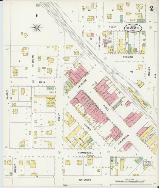 Sanborn Fire Insurance Map from Pleasant Hill, Cass County, Missouri (1898), Sheet #0002 - Historic Sanborn Fire Insurance Map Print, vintage old map wall art, antique decor, genealogy gift, Missouri Missouri map