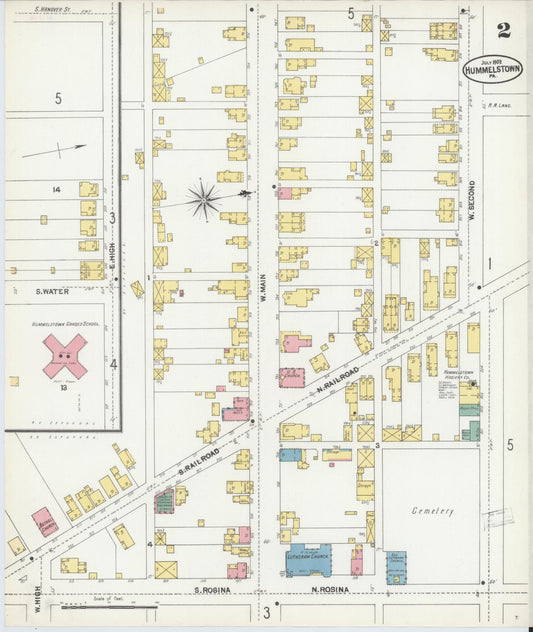 Sanborn Fire Insurance Map from Hummelstown, Dauphin County, Pennsylvania (1902), Sheet #0002 - Historic Sanborn Fire Insurance Map Print, vintage old map wall art, antique decor, genealogy gift, Pennsylvania Pennsylvania map