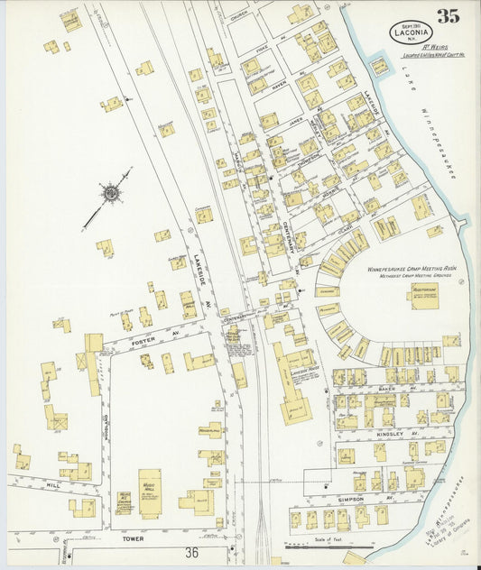 Sanborn Fire Insurance Map from Laconia, Belknap County, New Hampshire (1911), Sheet #0035 - Historic Sanborn Fire Insurance Map Print, vintage old map wall art, antique decor, genealogy gift, New Hampshire New Hampshire map