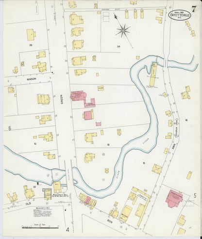 Sanborn Fire Insurance Map from Fayetteville, Cumberland County, North Carolina (1908), Sheet #0007 - Historic Sanborn Fire Insurance Map Print, vintage old map wall art, antique decor, genealogy gift, North Carolina North Carolina map