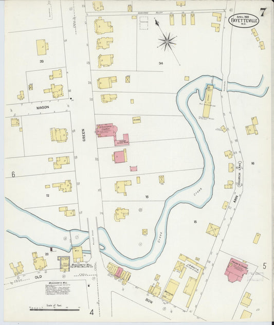 Sanborn Fire Insurance Map from Fayetteville, Cumberland County, North Carolina (1908), Sheet #0007 - Historic Sanborn Fire Insurance Map Print, vintage old map wall art, antique decor, genealogy gift, North Carolina North Carolina map