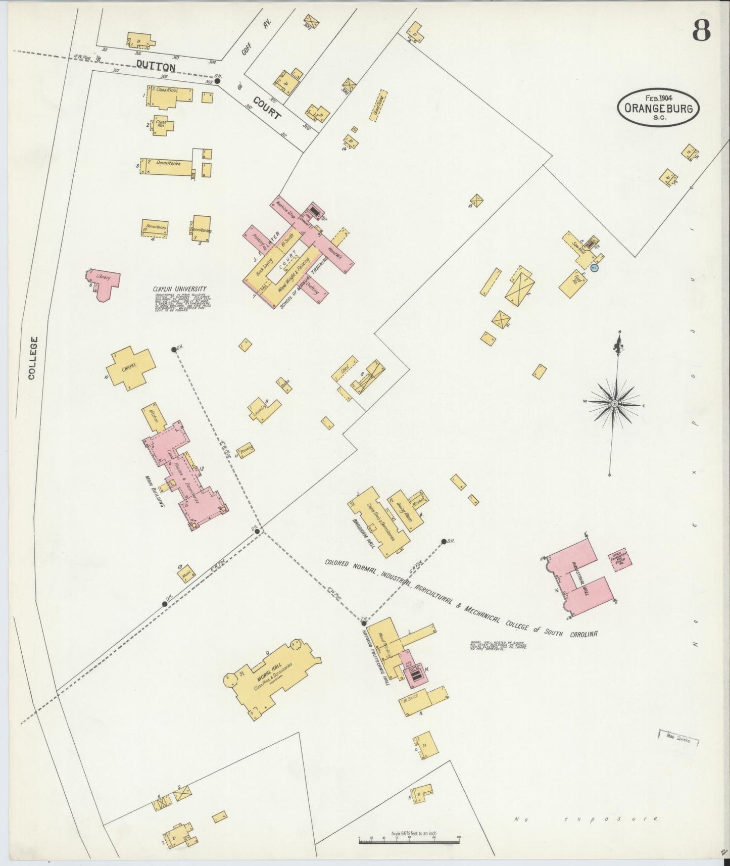 Sanborn Fire Insurance Map from Orangeburg, Orangeburg County, South Carolina (1904), Sheet #0008 - Complete Map Set gallery image, historic Sanborn map, vintage wall art, South Carolina South Carolina