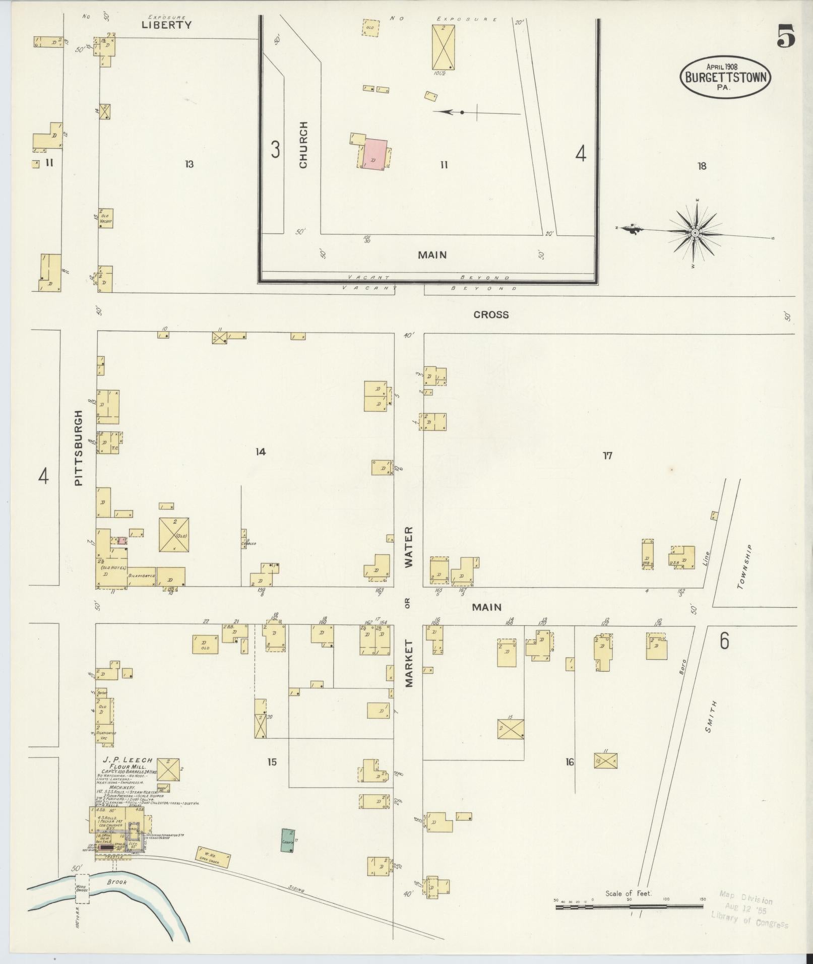 Sanborn Fire Insurance Map from Burgettstown, Washington County, Pennsylvania (1908), Sheet #0005 - Historic Sanborn Fire Insurance Map Print, vintage old map wall art, antique decor, genealogy gift, Pennsylvania Pennsylvania map