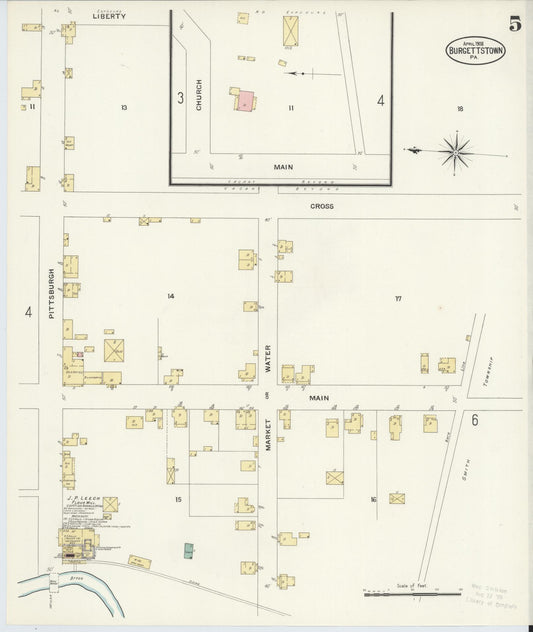 Sanborn Fire Insurance Map from Burgettstown, Washington County, Pennsylvania (1908), Sheet #0005 - Historic Sanborn Fire Insurance Map Print, vintage old map wall art, antique decor, genealogy gift, Pennsylvania Pennsylvania map