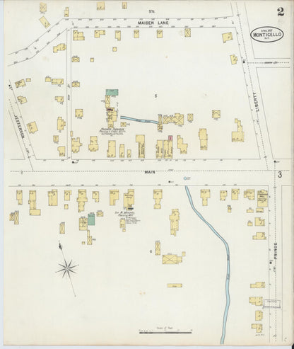 Sanborn Fire Insurance Map from Monticello, Sullivan County, New York (1897), Sheet #0002 - Historic Sanborn Fire Insurance Map Print, vintage old map wall art, antique decor, genealogy gift, New York New York map
