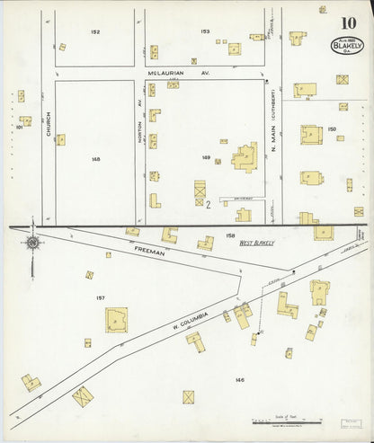 Sanborn Fire Insurance Map from Blakely, Early County, Georgia (1920), Sheet #0010 - Complete Map Set gallery image, historic Sanborn map, vintage wall art, Georgia Georgia