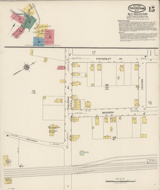 Sanborn Fire Insurance Map from Haverstraw, Rockland County, New York (1921), Sheet #0015 - Historic Sanborn Fire Insurance Map Print, vintage old map wall art, antique decor, genealogy gift, New York New York map