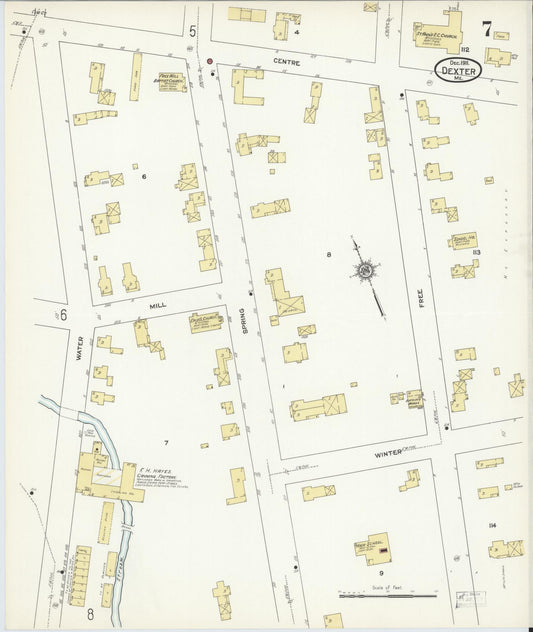 Sanborn Fire Insurance Map from Dexter, Penobscot County, Maine (1911), Sheet #0007 - Historic Sanborn Fire Insurance Map Print, vintage old map wall art, antique decor, genealogy gift, Maine Maine map