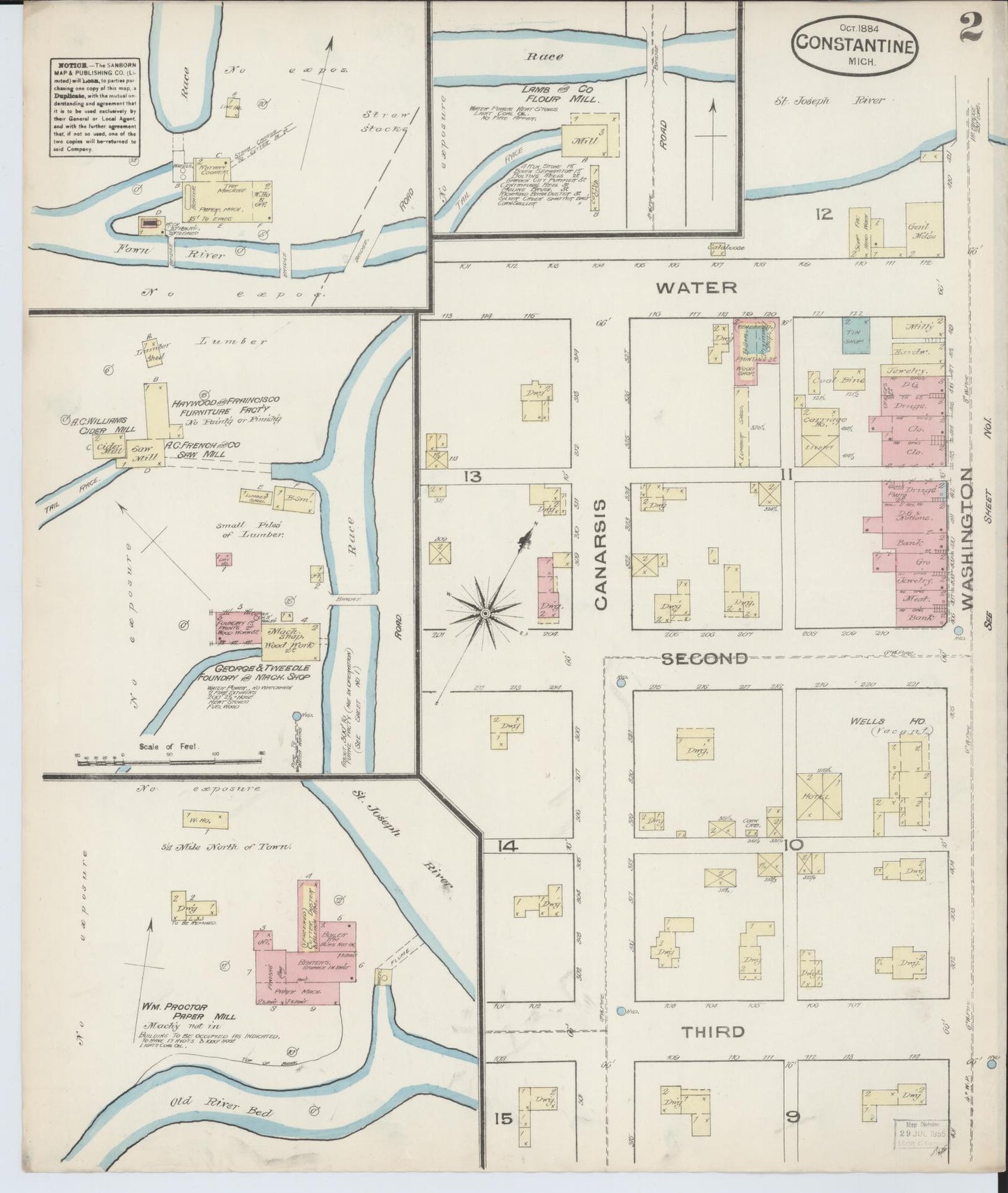 Sanborn Fire Insurance Map from Constantine, Saint Joseph County, Michigan (1884), Sheet #0002 - Complete Map Set gallery image, historic Sanborn map, vintage wall art, Michigan Michigan