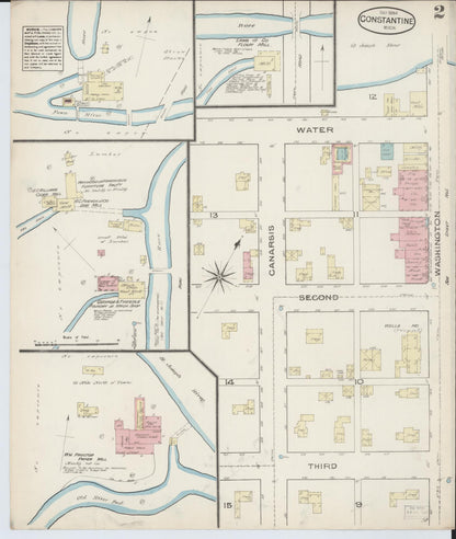 Sanborn Fire Insurance Map from Constantine, Saint Joseph County, Michigan (1884), Sheet #0002 - Complete Map Set gallery image, historic Sanborn map, vintage wall art, Michigan Michigan