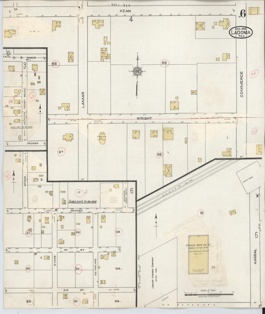 Sanborn Fire Insurance Map from Ladonia, Fannin County, Texas (1934), Sheet #0006 - Historic Sanborn Fire Insurance Map Print, vintage old map wall art, antique decor, genealogy gift, Texas Texas map