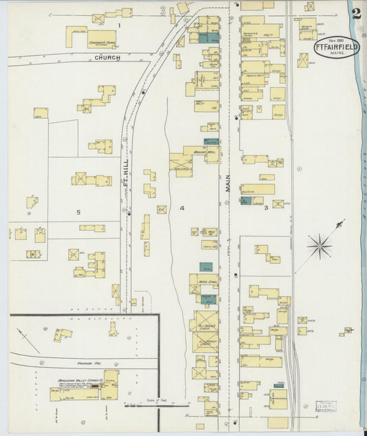 Sanborn Fire Insurance Map from Fort Fairfield, Aroostook County, Maine (1893), Sheet #0002 - Historic Sanborn Fire Insurance Map Print, vintage old map wall art, antique decor, genealogy gift, Maine Maine map