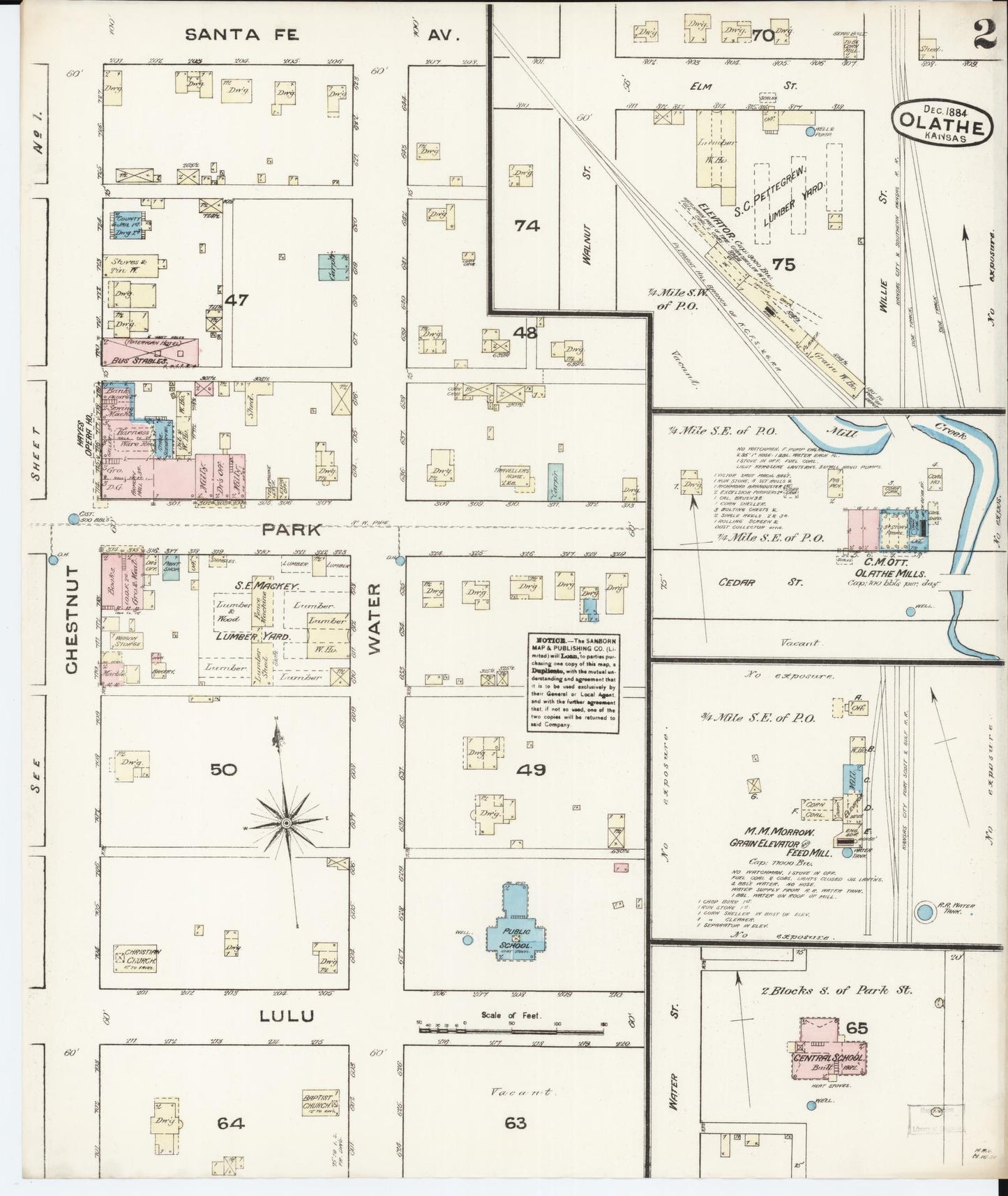 Sanborn Fire Insurance Map from Olathe, Johnson County, Kansas (1884), Sheet #0002 - Historic Sanborn Fire Insurance Map Print, vintage old map wall art, antique decor, genealogy gift, Kansas Kansas map