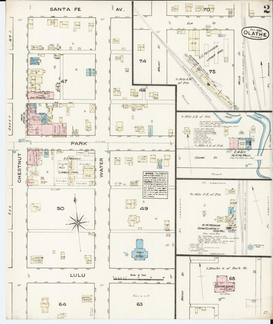 Sanborn Fire Insurance Map from Olathe, Johnson County, Kansas (1884), Sheet #0002 - Historic Sanborn Fire Insurance Map Print, vintage old map wall art, antique decor, genealogy gift, Kansas Kansas map
