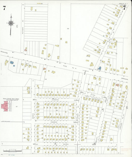 Sanborn Fire Insurance Map from Greece, Monroe County, New York (1942), Sheet #0007 - Historic Sanborn Fire Insurance Map Print, vintage old map wall art, antique decor, genealogy gift, New York New York map