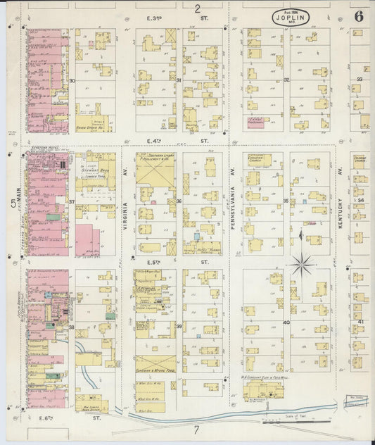 Sanborn Fire Insurance Map from Joplin, Jasper County, Missouri (1896), Sheet #0006 - Historic Sanborn Fire Insurance Map Print, vintage old map wall art, antique decor, genealogy gift, Missouri Missouri map