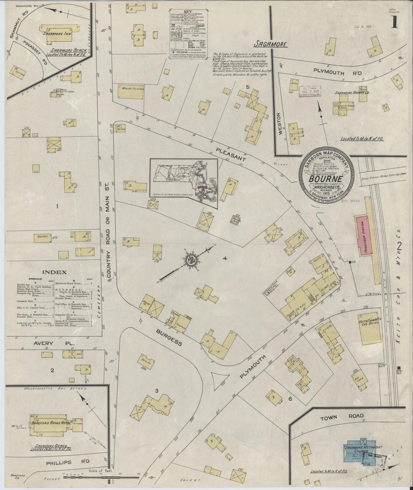 Sanborn Fire Insurance Map from Bourne, Barnstable County, Massachusetts (1913), Sheet #0001 - Complete Map Set gallery image, historic Sanborn map, vintage wall art, Massachusetts Massachusetts