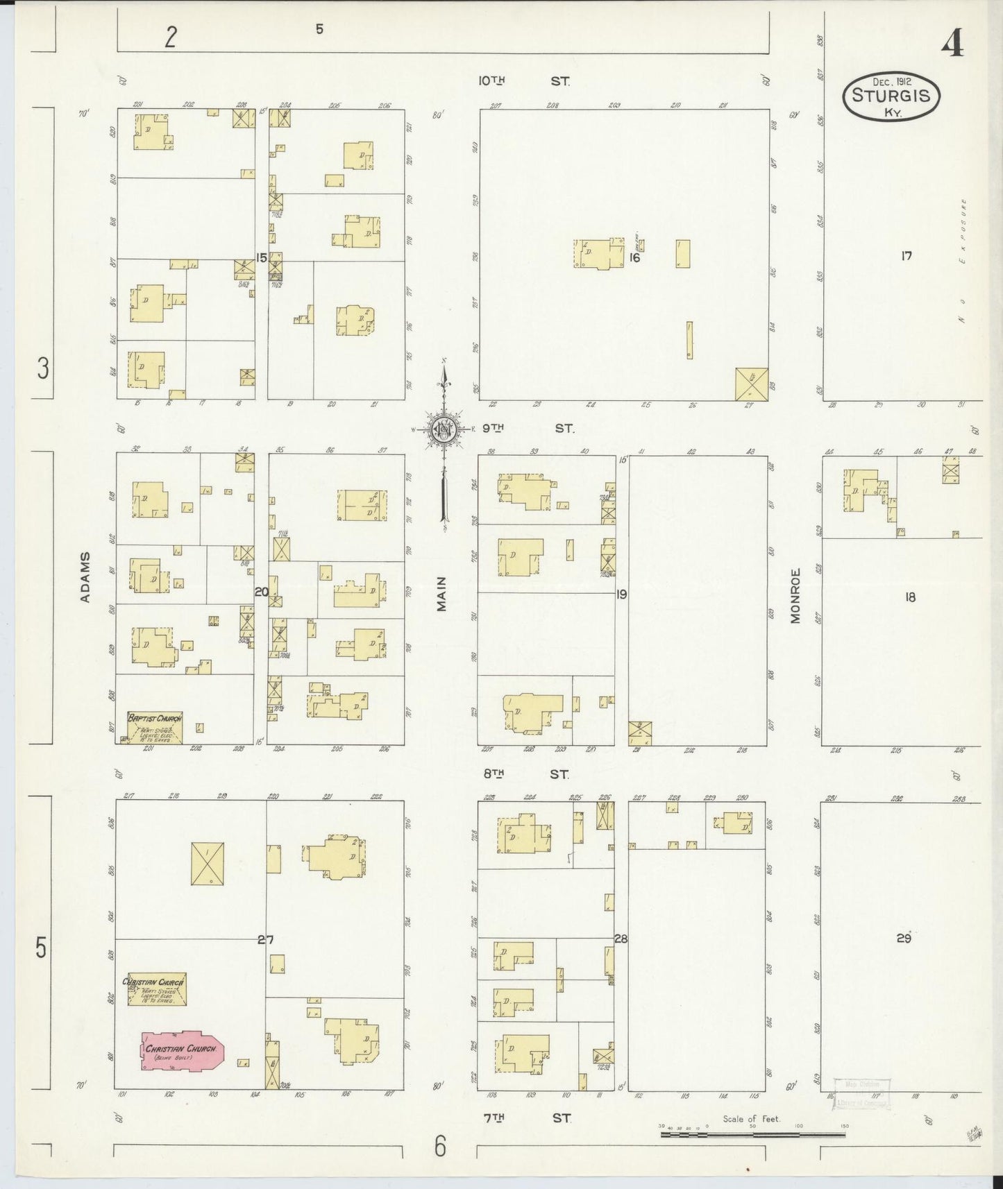 Sanborn Fire Insurance Map from Sturgis, Union County, Kentucky (1912), Sheet #0004 - Historic Sanborn Fire Insurance Map Print, vintage old map wall art, antique decor, genealogy gift, Kentucky Kentucky map