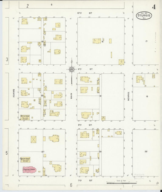 Sanborn Fire Insurance Map from Sturgis, Union County, Kentucky (1912), Sheet #0004 - Historic Sanborn Fire Insurance Map Print, vintage old map wall art, antique decor, genealogy gift, Kentucky Kentucky map