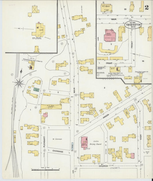 Sanborn Fire Insurance Map from Farmington, Franklin County, Maine (1903), Sheet #0002 - Historic Sanborn Fire Insurance Map Print, vintage old map wall art, antique decor, genealogy gift, Maine Maine map