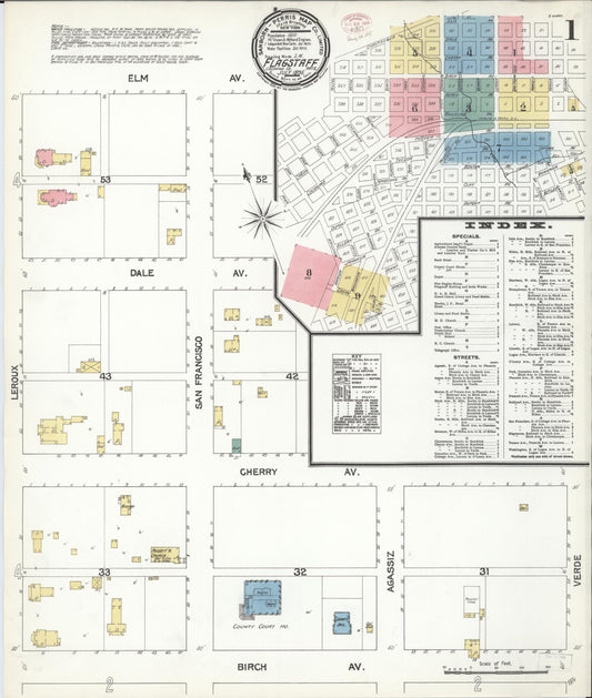 Sanborn Fire Insurance Map from Flagstaff, Coconino County, Arizona (1895), Sheet #0001 - Complete Map Set gallery image, historic Sanborn map, vintage wall art, Arizona Arizona