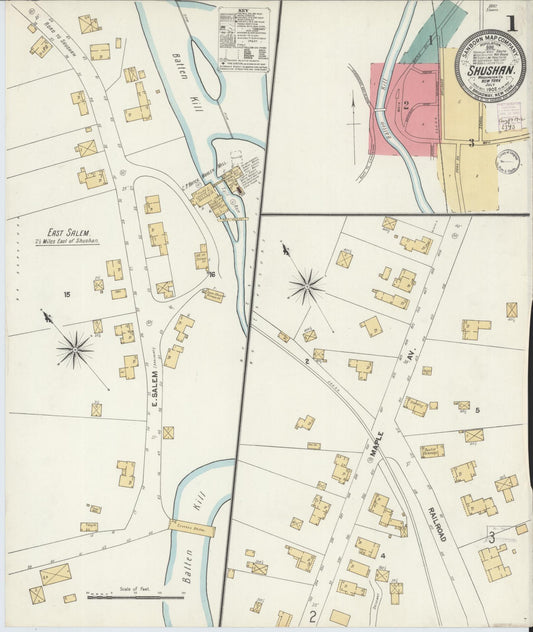 Sanborn Fire Insurance Map from Shushan, Washington County, New York (1902), Sheet #0001 - Historic Sanborn Fire Insurance Map Print, vintage old map wall art, antique decor, genealogy gift, New York New York map