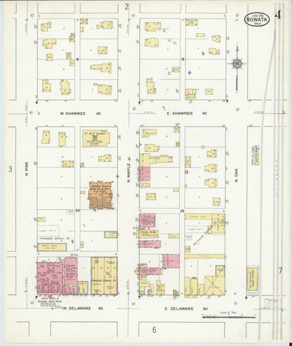 Sanborn Fire Insurance Map from Nowata, Nowata County, Oklahoma (1916), Sheet #0004 - Complete Map Set gallery image, historic Sanborn map, vintage wall art, Oklahoma Oklahoma