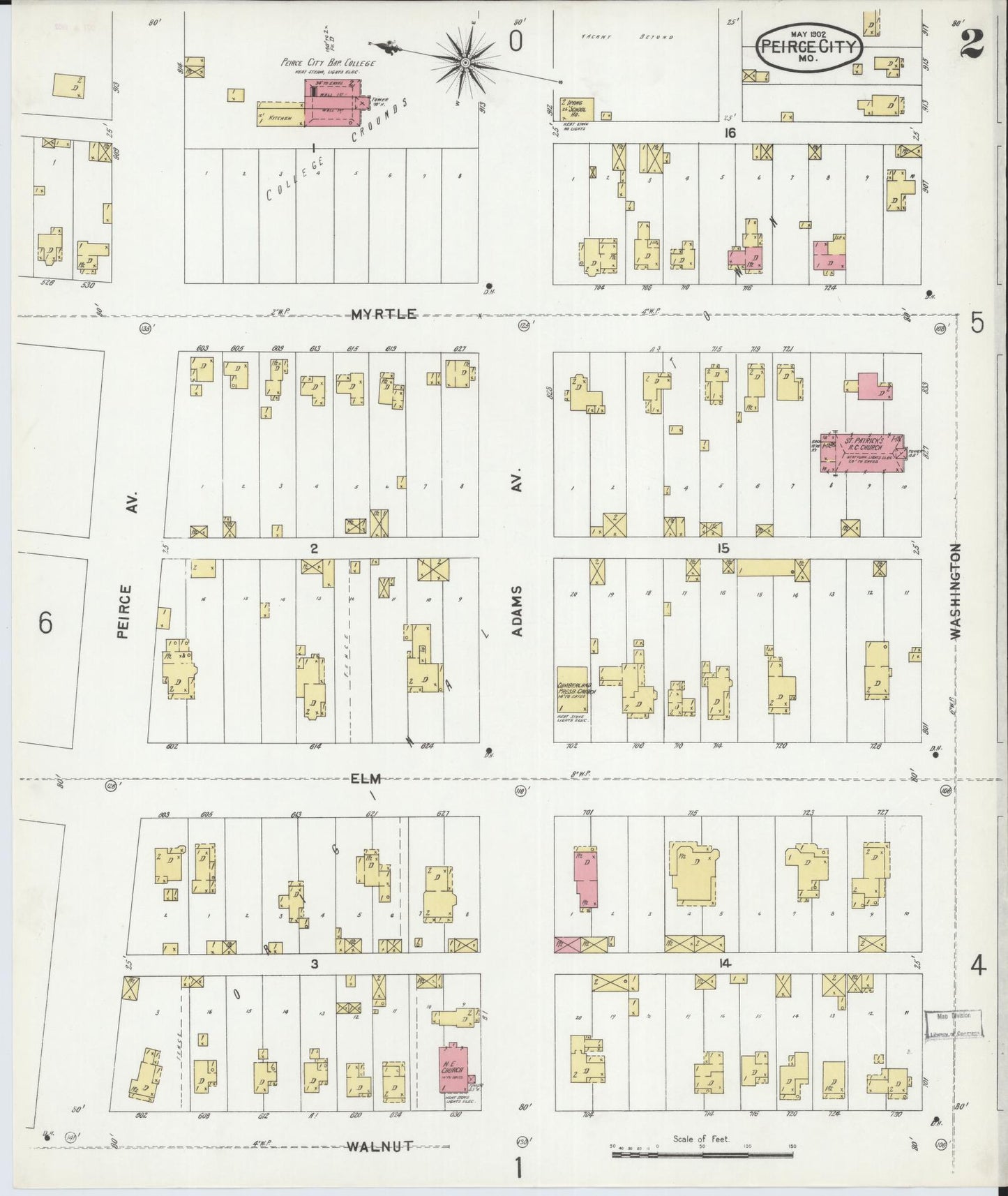Sanborn Fire Insurance Map from Pierce City, Lawrence County, Missouri (1902), Sheet #0002 - Complete Map Set gallery image, historic Sanborn map, vintage wall art, Missouri Missouri