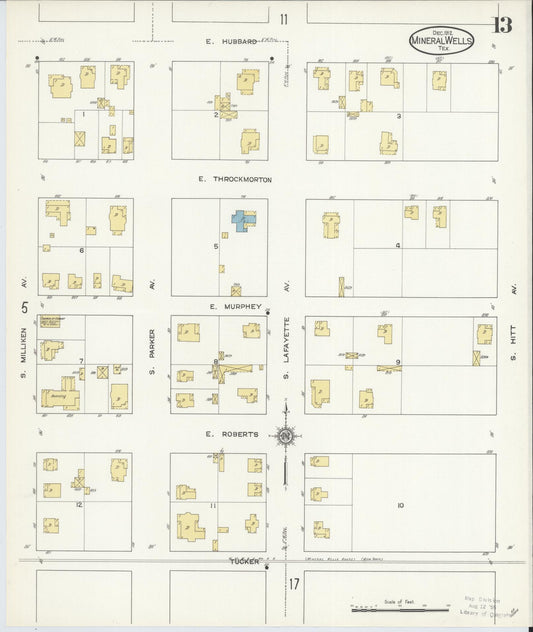 Sanborn Fire Insurance Map from Mineral Wells, Palo Pinto County, Texas (1912), Sheet #0013 - Historic Sanborn Fire Insurance Map Print, vintage old map wall art, antique decor, genealogy gift, Texas Texas map