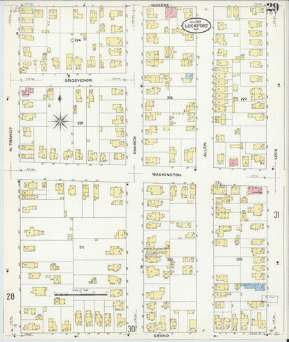 Sanborn Fire Insurance Map from Lockport, Niagara County, New York (1909), Sheet #0029 - Historic Sanborn Fire Insurance Map Print, vintage old map wall art, antique decor, genealogy gift, New York New York map
