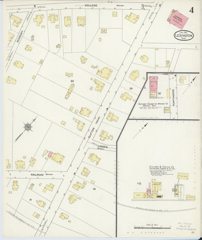 Sanborn Fire Insurance Map from Lexington, Henderson County, Tennessee (1913), Sheet #0004 - Complete Map Set gallery image, historic Sanborn map, vintage wall art, Tennessee Tennessee