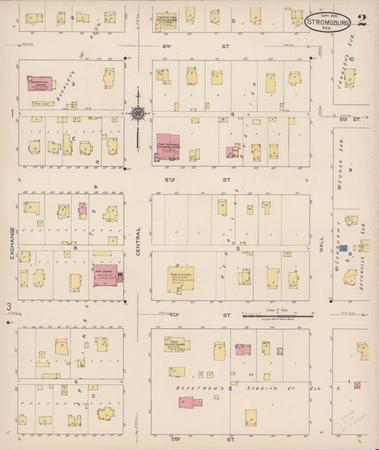 Sanborn Fire Insurance Map from Stromsburg, Polk County, Nebraska (1922), Sheet #0002 - Historic Sanborn Fire Insurance Map Print, vintage old map wall art, antique decor, genealogy gift, Nebraska Nebraska map