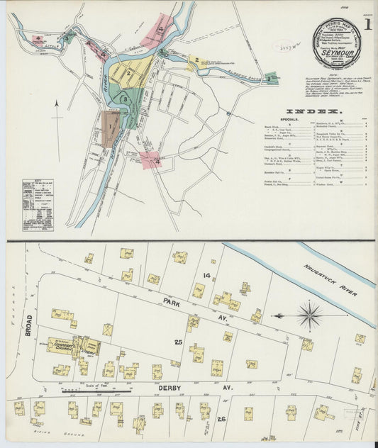 Sanborn Fire Insurance Map from Seymour, New Haven County, Connecticut (1890), Sheet #0001 - Complete Map Set gallery image, historic Sanborn map, vintage wall art, Connecticut Connecticut