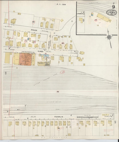 Sanborn Fire Insurance Map from Lyons, Wayne County, New York (1949), Sheet #0009 - Historic Sanborn Fire Insurance Map Print, vintage old map wall art, antique decor, genealogy gift, New York New York map