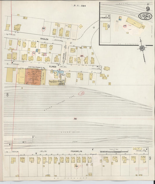 Sanborn Fire Insurance Map from Lyons, Wayne County, New York (1949), Sheet #0009 - Historic Sanborn Fire Insurance Map Print, vintage old map wall art, antique decor, genealogy gift, New York New York map
