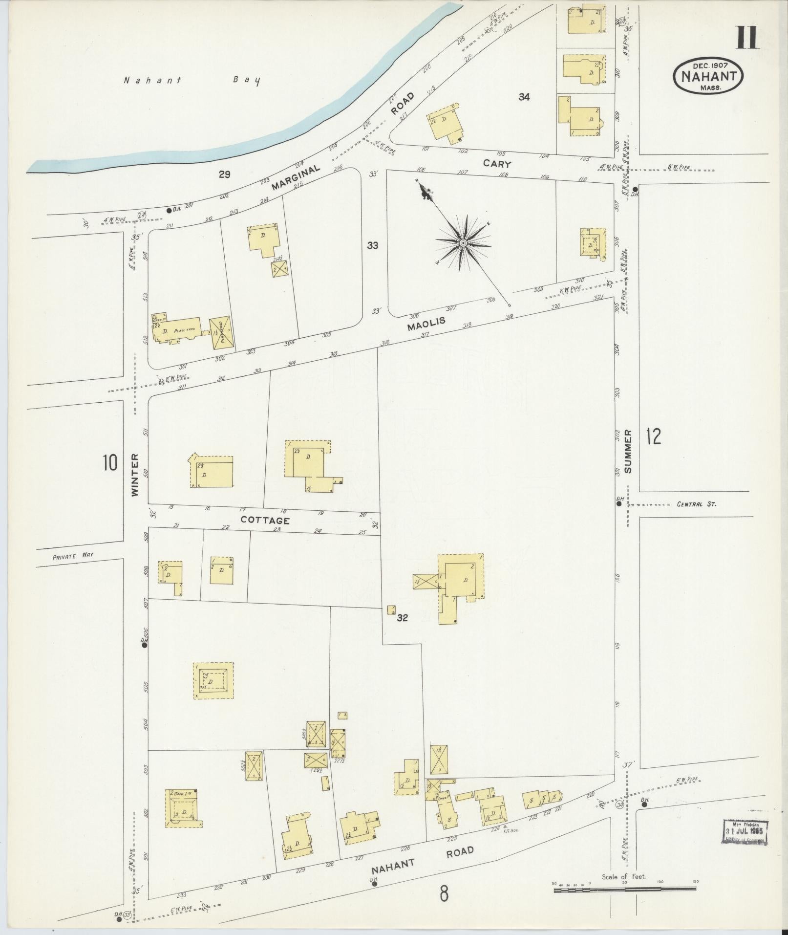 Sanborn Fire Insurance Map from Nahant, Essex County, Massachusetts (1907), Sheet #0011 - Complete Map Set gallery image, historic Sanborn map, vintage wall art, Massachusetts Massachusetts