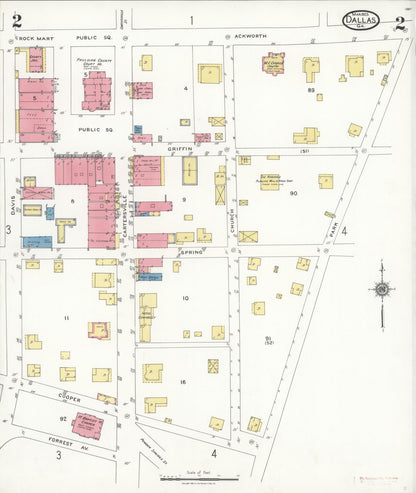 Sanborn Fire Insurance Map from Dallas, Paulding County, Georgia (1923), Sheet #0002 - Complete Map Set gallery image, historic Sanborn map, vintage wall art, Georgia Georgia