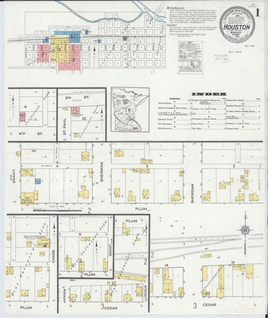 Sanborn Fire Insurance Map from Houston, Houston County, Minnesota. (1915) – Map View
