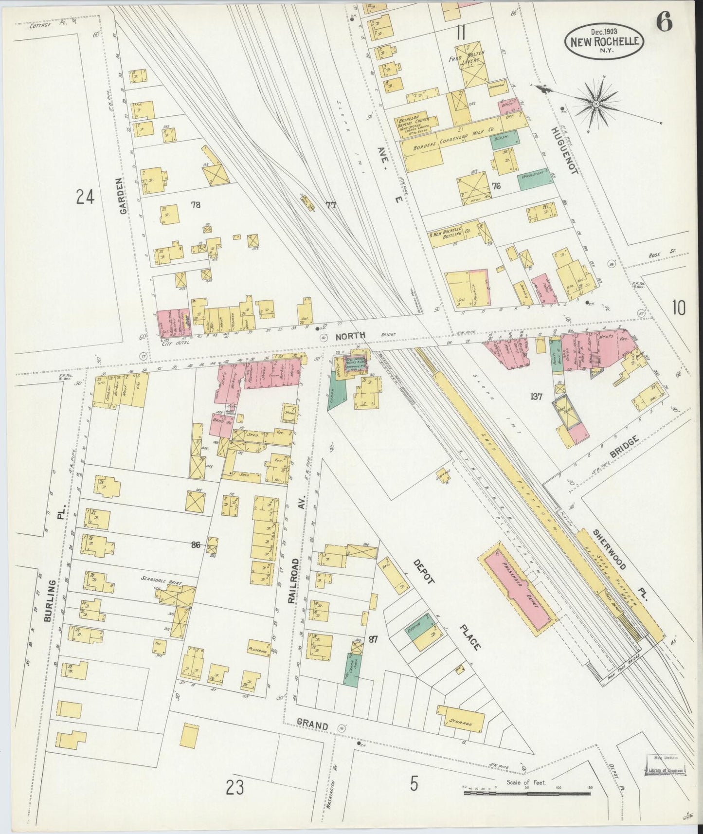 Sanborn Fire Insurance Map from New Rochelle, Westchester County, New York (1903), Sheet #0006 - Complete Map Set gallery image, historic Sanborn map, vintage wall art, New York New York