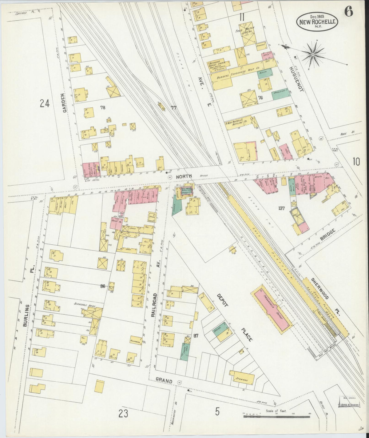 Sanborn Fire Insurance Map from New Rochelle, Westchester County, New York (1903), Sheet #0006 - Complete Map Set gallery image, historic Sanborn map, vintage wall art, New York New York