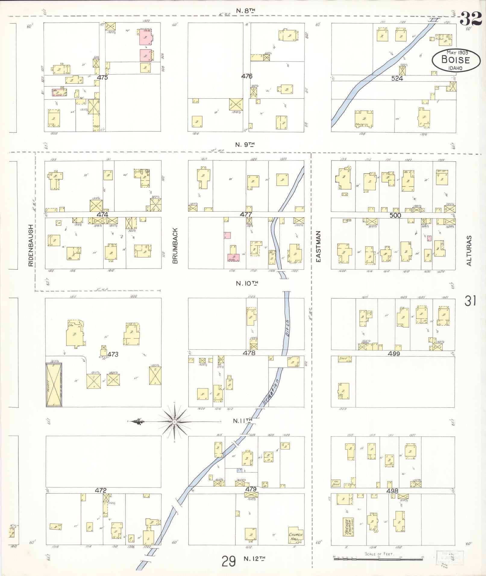 Sanborn Fire Insurance Map from Boise, Ada County, Idaho (1903), Sheet #0032 - Complete Map Set gallery image, historic Sanborn map, vintage wall art, Idaho Idaho