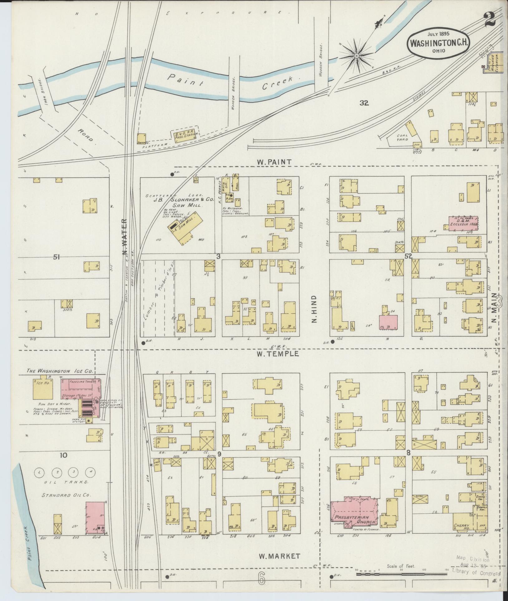 Sanborn Fire Insurance Map from Washington Court House, Fayette County, Ohio (1895), Sheet #0002 - Complete Map Set gallery image, historic Sanborn map, vintage wall art, Ohio Ohio