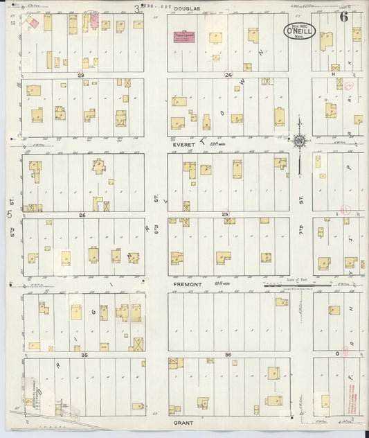 Sanborn Fire Insurance Map from O'Neill, Holt County, Nebraska (1932), Sheet #0006 - Historic Sanborn Fire Insurance Map Print, vintage old map wall art, antique decor, genealogy gift, Nebraska Nebraska map