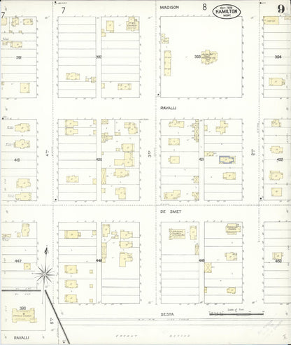 Sanborn Fire Insurance Map from Hamilton, Ravalli County, Montana (1909), Sheet #0009 - Complete Map Set gallery image, historic Sanborn map, vintage wall art, Montana Montana