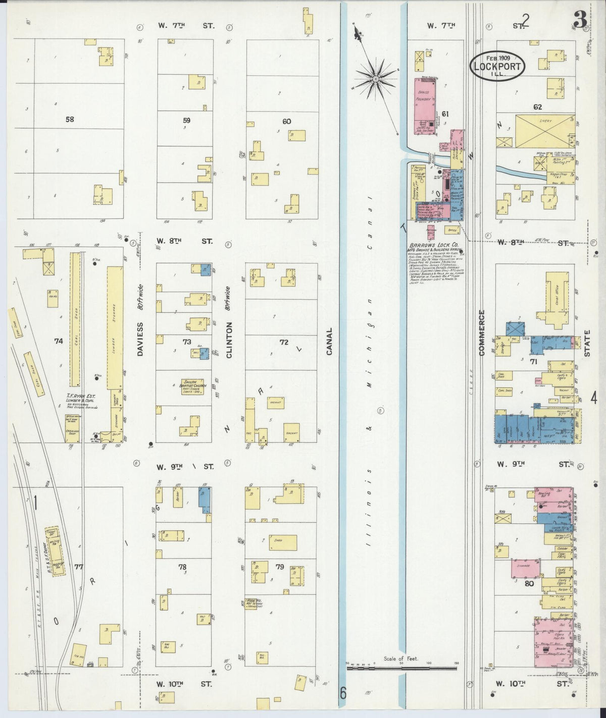 Sanborn Fire Insurance Map from Lockport, Will County, Illinois (1909), Sheet #0003 - Complete Map Set gallery image, historic Sanborn map, vintage wall art, Illinois Illinois